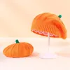 ベレット秋の冬の親子ニット帽子かわいいハロウィーンカボチャウォームキッズ甘いオレンジベレー