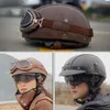 オートバイヘルメットレトロヘルメット夏ドイツのレザービンテージカスコモトハーフバイクモトクロスメンズ