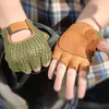 Gants sans doigts en cuir véritable Semi doigt hommes demi doigt en peau de mouton mode main dos tricoté respirant conduite TB06 230804