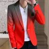 Männer Jacken 2023 Herbst Neue Farbverlauf Anzug Mantel männer Street Wear Koreanische Version Slim Fit Casual Anzug Mantel business Social Anzug Mantel T230804