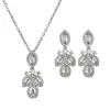 Bröllopsmycken set Zakol Classic Water Drop Leaf AAA Cubic Zirconia Necklace Earrings for Women Party Accessories Set SP3408 230804