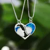 Chains Splicing Loving Fire Opal Pendant Necklace For Anniversary