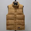 Coletes masculinos 2023 inverno outono vintage algodão colete masculino casual plus size colete gola alta sem mangas jaquetas M-5XL