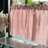 Curtain Pastoral Grid Lace Half Coffee Tea Shades Kitchen Short Small Blinds Home Window Decora Valance Purdanh