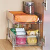 Storage Bags Under Sink Organizers And Double-Tier Pull Out Organizer Drawers Clear Slide Cabinet & Countertop Pantry