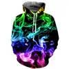 Sweats à capuche pour hommes sweat à capuche imprimé flamme Fluorescent sweat 3d pour hommes et femmes à capuche lâche automne hiver manteau Street Wear veste