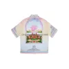 Chemises décontractées pour hommes Casablanca 22Ss Cream Neon Rainbow Dream Silk Chemise hawaïenne à manches courtes Designer Hommes et femmes Tops Drop Deliver Dht6W