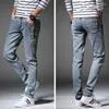 Herren Jeans Herren Frühling und Sommer Slim Stretch Hose Seite mit Schnalle graue Hose