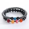 Strand Multi-Couche Hommes Noir Gallstone Bracelet Se Mode Tiger Eye Perle Bracelets Réglable Couple Bijoux Accessoires