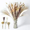 Fleurs décoratives 120 pièces herbe de pampa séchée pompons naturels Boho Bouquet bricolage artistique décor à la maison pour mariage Arrangements floraux