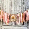 Banner Flags Kids Birthday Party HighChair Banner Decor Boho Rainbow Girl Wild One Pink Tribal Floral Happy Birthday Chair Banner 230804