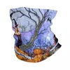 Bandanas Halloween Tree Witch Pattern Bandana Winter Neck Warmer Windproof Wrap Face Scarf For Ski Occult Gothic Magic Gaiter pannband