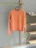 Women Sweters Winter Loro Piana Cashmere Coral Orange Turtleneck Pullover