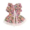 Vêtements pour chiens 1 ensemble robe de princesse pour animaux de compagnie dentelle Patchwork manches à volants imprimé à carreaux chiot jupe nœud papillon vêtements