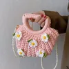 Skolväskor Koreanska Y2K Pearl Chain Shoulder Crossbody Bag Gardenia Patchwork Estetic Homemade Diy Shell Shaped Girl Girent Gift Handbag 230804