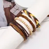 Очарование браслетов модные кожи красочные деревянные бусинки винтажные ручные женские браслеты Комбинированные аксессуары