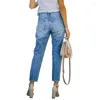 Women's Jeans Ripped Swing Paint Small Feet High Bounce Women Super Denim