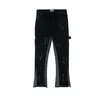 Män s jeans vintage streetwear blossade byxor hiphop stänk av bläck bred ben jean overaller för män fashionabla retro lapptäcken 230804