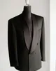 Black Wedding Mens Tuxedos Shawl Lapel Groom Wear Business Office Slim Fit Jacket för manlig skräddarsydd endast kappa