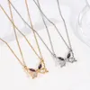 ペンダントネックレス2pcs/lotファッションカップルネックレス磁気クリスタル蝶の女性男性Choker Friendship Lover Jewelry e697