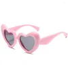 Güneş gözlükleri kalp şekli şişme sevimli kadınlar için büyük çerçeve renkli lens UV400 gözlük unisex açık bisiklet