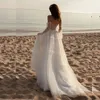 Bodice Corset Strapless Wedding Dress Split Open Cut Wedding Down med Long Bishop Sleeve Western Country Beach Bride Dresses