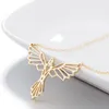 Hänge halsband mode söt origami fågelhalsband för kvinnor lång kedja phoenix rostfritt stål anpassad geometrisk smycken gåva