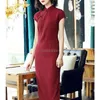 Vêtements ethniques 2023 manches courtes amélioré Cheongsam femme été Vintage Style chinois longue couleur unie col montant Qipao robe S465