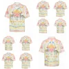 Mäns casual skjortor casablanca 23SS Crayon Colored Designer Men Beach Shirt uni Twill Silk Short Sleeve Summer S Casablanc Drop Delive Dhlqx