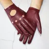 Fingerless Handskar Style Sheepskin Glove Leather Thin Single Layer Uncined Hollow Breattable Riding Motorcykel Spring and Summer 230804