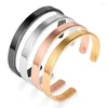 Bangle FYSARA Women Men Cuff Bracelets Stainless Steel Black Gold Color Open Bangles Simple Classic Jewelry Laser Logo Wholesale