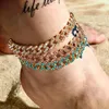 Anklets 2023女性のための豪華なキューバチェーンラインストーンフットジュエリーボヘミアビーチ裸足サンダル足首のブレスレット