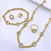 Necklace Earrings Set Italian 18k Gold Plated Jewelry Elegant Women Chain Necklaces Earring Bracelet Bride Wedding Party Accessories