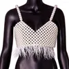 Chains KAYMEN Elegant Lady Pearl Sexy Crop Top Camisole For Summer Sandbeach Bikini Body Chain Necklace Sleeveless Backless Vest