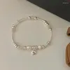 Strand ALLME fait à la main scintillant opale baroque perle d'eau douce Bracelets pour femme couleur argent coeur perles Bracelet à breloques cadeaux
