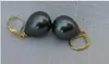 Stud Earrings Classic 12-16mm Black Shell Pearl Eardrop Leverback Earring Gold Clasp