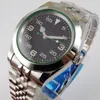 Montres-bracelets 36mm Poli Hommes Montre PT5000 Japon NH35A Mouvement Jubilé Bracelet Vert / Rouge Seconde Main Saphir Cristal Boîtier En Acier