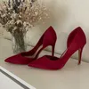 Elbise ayakkabıları kadın fetişizm 9.5cm yüksek topuklu Kraliyet Mavi Şarap Kırmızı Pompası Saten İnce Topuklu Kadın Escarpins İpek Düğün Ball Hollow Aktivite Ayakkabı Z230804
