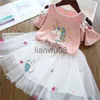 Clothing Sets Fashion Girls Unicorn Dresses Summer TshirtTutu Princess Dress Kids Short Sleeve Clothes Set Children Birthday Party Costume x0803