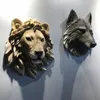 Obiekty dekoracyjne figurki 3D Animal Head Ściana wisząca wilk tygrys lew lew niedźwiedź dzikie figurki rzeźby rzeźby rzeźby wiejskie 230804