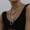 Chaînes 3 lettre unique coeur de pêche perles collier ensemble femme européenne et américaine rue Disco hippopotame personnalité épaisse