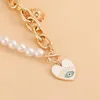 Chains Bohemian Imitation Pearl Love Heart Devil's Eye Alloy Necklace For Women Niche Design Daily Unusual 2023 Jewelry