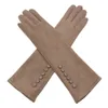 Gants sans doigts hiver dames gants daim long 35CM bras mode écran tactile épais noir gris beige bleu foncé marron clair gr 230804