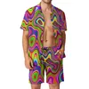 Survêtements pour hommes Art Hommes Ensembles Hippy Violet Paisley Shorts Décontractés D'été Chemise De Plage Hawaïenne Ensemble À Manches Courtes Graphique Surdimensionné