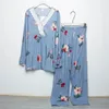 Calças femininas plus size 7XL 150KG Primavera Conjuntos de pijamas femininos para pijamas florais Tops e calças de manga comprida Conjunto feminino para uso doméstico 230804