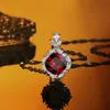 Collier rubis simulé de personnalité européenne et américaine, pendentif, bijoux de mariage, cadeau en argent Sterling S925, vêtements de cou élégants