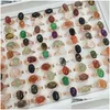 Solitaire Ring 50Pcs/Lot Colorf Natural Stone Rings For Women Ladies Gemstone Jewelry Fashion Mix Styles Valentines Day Gift Drop Del Dhls5