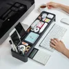 Estojos de lápis Organizador de mesa Mesa de armazenamento Multifuncional Suporte para telefone Teclado Gaveta Escritório Casa Acessórios de papelaria 230804