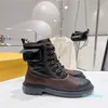 2023-Designers New Half Boots Cowskin Fashion Pocket Nylon scarpe da donna Lace Up Zip Martin stivaletti Fondo spesso Taglia 35-40