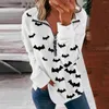 Sweats à capuche pour femmes personnes âgées survêtement Halloween imprimé à la mode décontracté à manches longues fermeture éclair revers pull hauts mignon à capuche filles